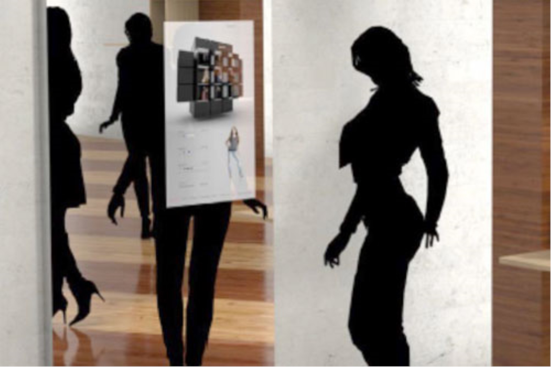 Dressing room with smart mirror RFID